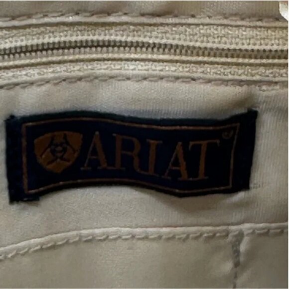 Ariat Gear Bag Canvas Tote Convertible Backpack Cinch Top Handle Blue and Tan - Picture 4 of 7